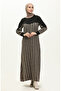 فستان أسود منقوش بنقشة Houndstooth - 0183-04 - 2