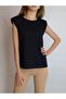 WOMEN'S BLACK PADDED SLEEVE- BASIC BASIC T-SHIRT YY101128 - 2