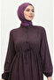 Gathered Waist Viscose Dress 0374-04 Purple - 3