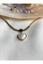 Fcstore Italian Chain Pearlescent Heart Heart Steel Necklace Women Vintage - 2