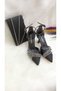 Women's Black Satin Stone and Transparent Detailed Evening Shoes Portfolio