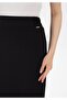Black Midi Length Classic Pencil Skirt with Elastic Waist and Back Slit with Zipper - 5