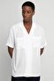 Relaxed Fit Viscose White Sports Shirt - Short Sleeve, Apache Collar - 2