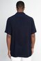 Relaxed Cut Viscose Apache Collar - Short Sleeve Navy Blue Sports Shirt - 4