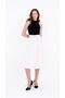 White Midi Length High Waist Pleated Skirt with Elastic Waistband