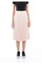 Beige Midi Length High Waist Pleated Skirt with Elastic Waistband - 5