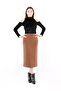 Classic Midi Length Hazelnut Color Pencil Skirt with Back Zipper and Slit