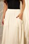Thin Cargo Pocket White Skirt with Elastic Waist and Lining - 3