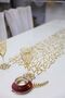 Table Runner/Shimmering/100X33Cm/1 Piece/ Glittery Faux Leather/2 Sheets, 2 Flower Motifs Gift - 4