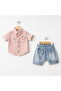 Marin Stripe Shirt and Shorts Set Red