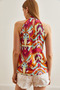 Women's Multicolor Neckline Buttoned Halter Neck Flowy Blouse Blz- 19002673 - 5