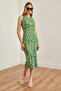 Women's Floral Grass Crew Neck Slit Knitted Midi Dress Elb- 19002183 - 5