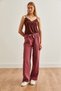 Women's Dusty Rose Belted Elastic Waist Palazzo Ayrobin Trousers Pnt- 19000200 - 5