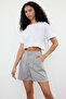 Gray %100 Tencel™ Pleated Denim Shorts TWOSS24SR00077 - 3