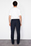 Lacivert Beli Lastikli Slim Fit Duble Paça Kumaş Pantolon TMNAW21PL0107 - 8