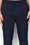 Lacivert Beli Lastikli Slim Fit Duble Paça Kumaş Pantolon TMNAW21PL0107 - 7