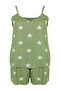 Mint Star Pattern V-Neck Woven Pajamas Set Tbbss24Ai00064 - 7