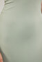 Green Straight Polyamide Strapless Stretchy Body-Fitting Maxi Pen Dress TWOSS24EL00991 - 4