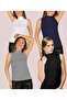 Women's Sleeveless Half Turtleneck Stretch Fabric Stretchy Bodysuit 4-Pack (4 Pieces) - 3