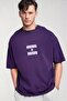Men's Purple Normal Is Boring Crew Neck Oversize Loose T-Shirt - 2