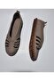 Genuine Leather Inside and Outside Gray Color Orthopedic Sandal Ballerinas - 5