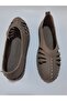 Genuine Leather Inside and Outside Gray Color Orthopedic Sandal Ballerinas - 6