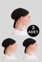 Women's 3 Pieces Lycra Black Combed Bonnet Non-Slip Tied Hijab Ready-to-Wear Bonnet Shawl Scarf - 2