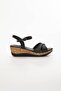 Women's Platform Heeled Sandals Cross Black