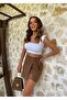 Slim Fit Belted Wrap Mini Skirt Brown - 5