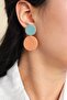 Polymer Clay Special Design Handmade Blue Cinnamon Round Dangle Women's Earrings - 3
