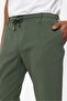 Dark Khaki Linen Blended Lace-Up Men's Trousers - 4