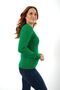 Women's Green 100% Organic Cotton V-Neck Hair Braided Knitwear Sweater Knitted Blouse Trıst-6155 - 2