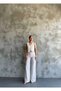 Asur Boutique Women's Vest Thin Linen Fabric Striped Set - 6