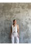 Asur Boutique Women's Vest Thin Linen Fabric Striped Set - 5