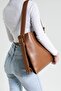 Women's Suede Soft Leather Large Size Shopper Bag with High Quality Snap Fasteners and Zippered Interior Compartment - 3