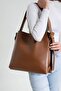 Women's Suede Soft Leather Large Size Shopper Bag with High Quality Snap Fasteners and Zippered Interior Compartment