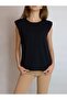 WOMEN'S BLACK PADDED SLEEVE- BASIC BASIC T-SHIRT YY101128 - 5