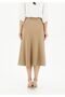 Camel Midi Length A-Line Skirt - 4