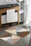 Geometric Gray Brown Colors Non-Slip Base Washable 2 Pieces 60x100 - 50x60 Bathroom Carpet Toilet Set
