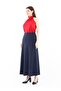 Maxi Length Navy Blue A-Line Zippered Lined Classic Skirt - 3