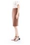 High Waist Double Slit Zippered Hazelnut Color Mini Pencil Skirt - 4