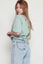Women's Mint Side Gathered and Printed T-shirt - 3