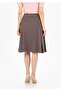 Knee-Length Pleated Mink Skirt with Front Button Pocket Detail - 3
