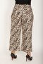 Women's Large Size Brown Lycra Gabardine Fabric Wide Leg Patterned Ankle Length Trousers 65n26184 - 5