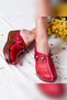 Genuine Leather Annika Red Antique and Evil Eye Bead Detailed Padding Comfort Sabo Women's Slippers - 3