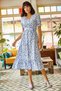 Women's Indigo Buttoned Belted Sleeve Detailed Woven Viscose Dress ELB-19001524 - 3