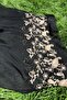 Women's Black Stone Embroidered and Embroidered Natural Shawl - 3