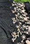 Women's Black Stone Embroidered and Embroidered Natural Shawl - 4