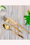 Gold 30 Pieces (with Blade) 6 Person Fork Spoon Knife Set Boxed (with Blade) - 2