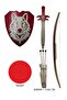 Natural Wooden Arrow Bow + Wolf Head Shield + Sword + Quiver + Target Red - 2